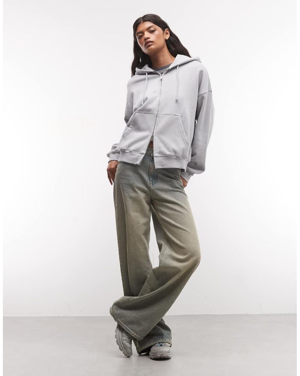 Sudadera Con Capucha Con Cremallera En Weekday de color Gray