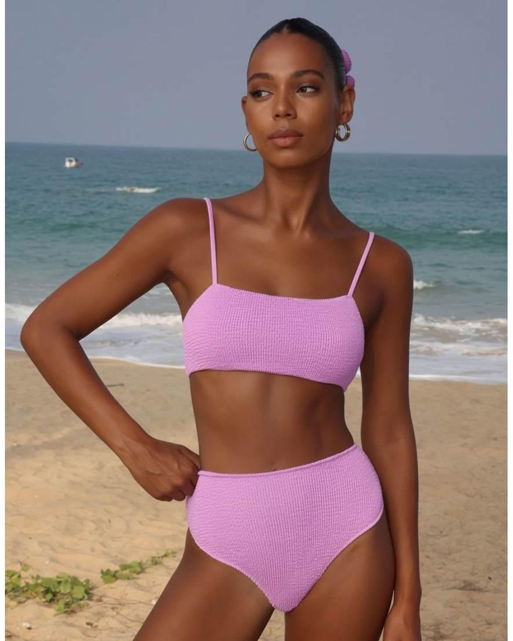 Moda Minx Purple Scrunch High Waist Bikini Bottom