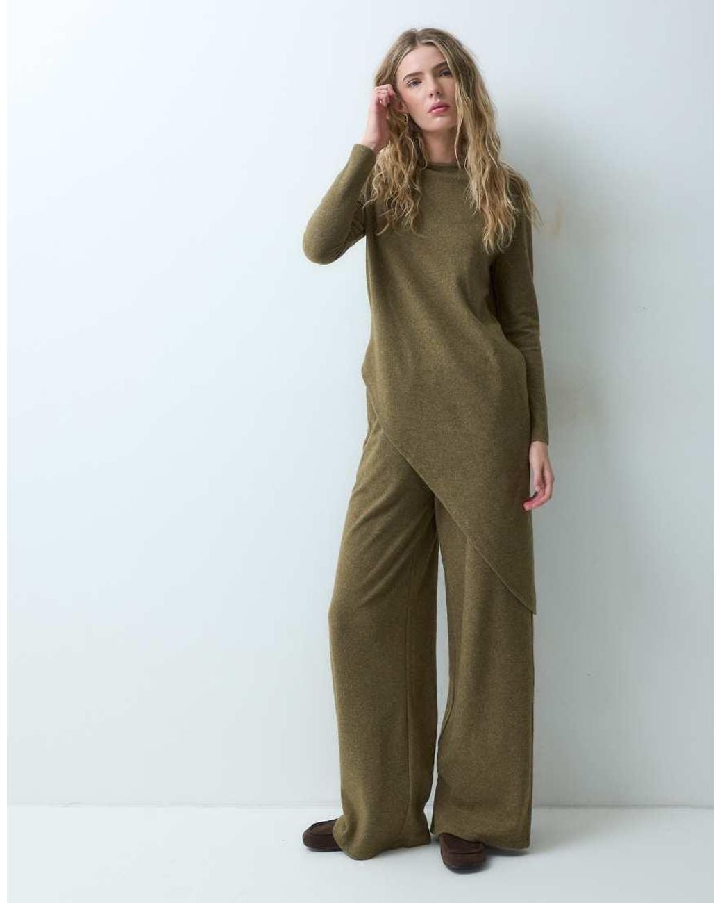 ASOS Green Supersoft Long Sleeve With Asym Co-ord Top