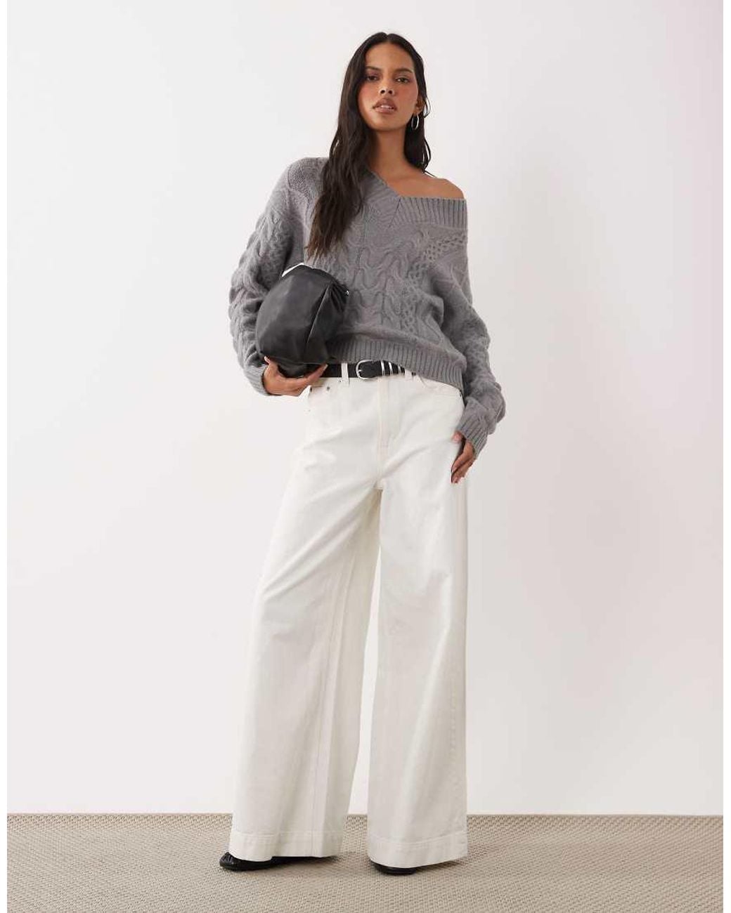 Brave Soul Gray V-Neck Argyle Knit Jumper