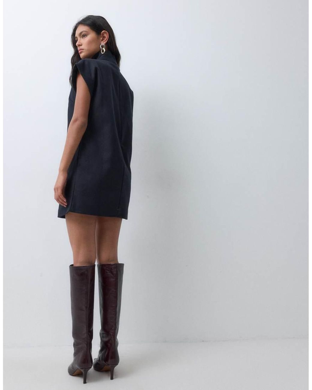 ASOS Blue High Funnel Neck Smock Mini Dress