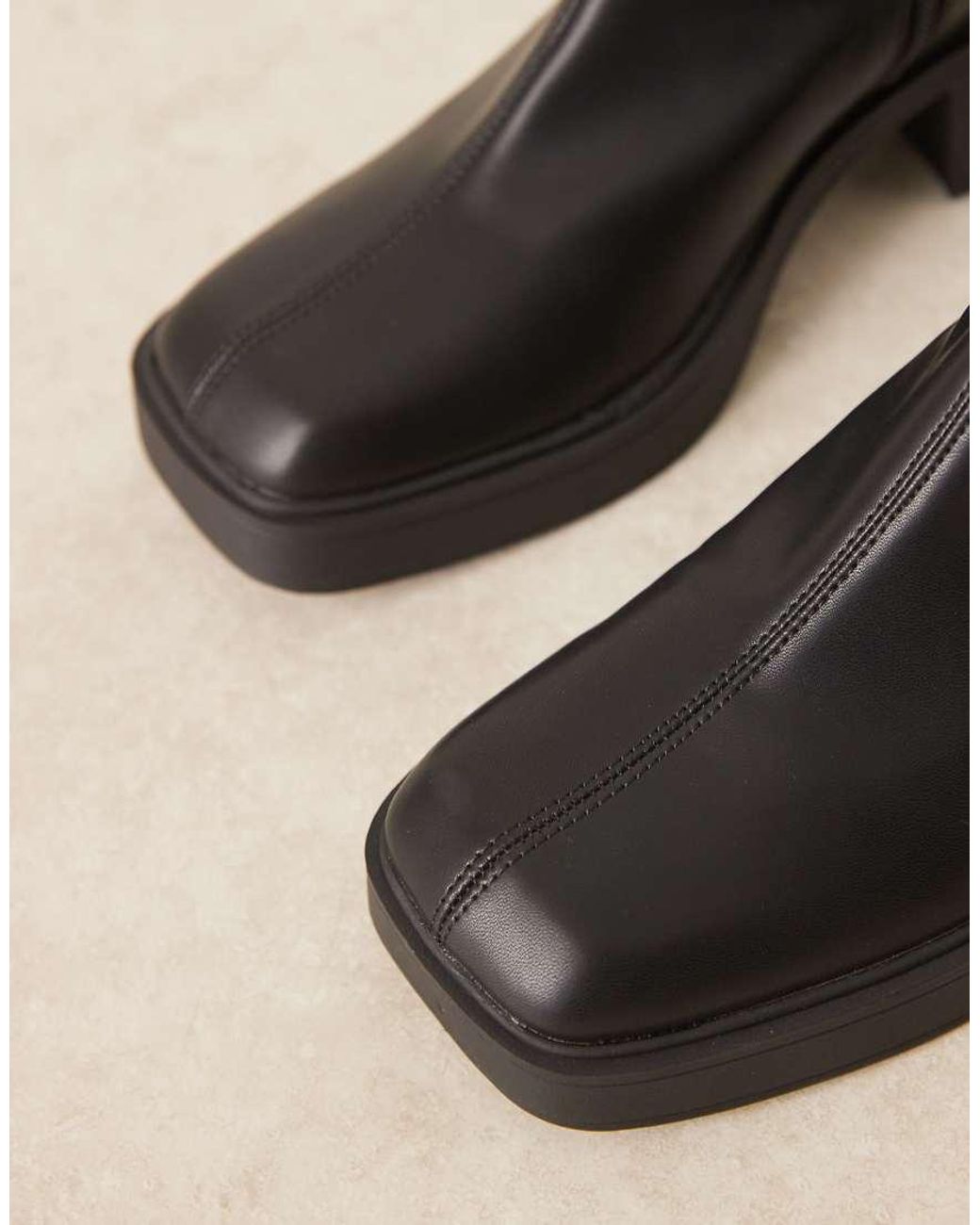 ASOS Natural Wide Fit Raven Smart Mid-heel Boots