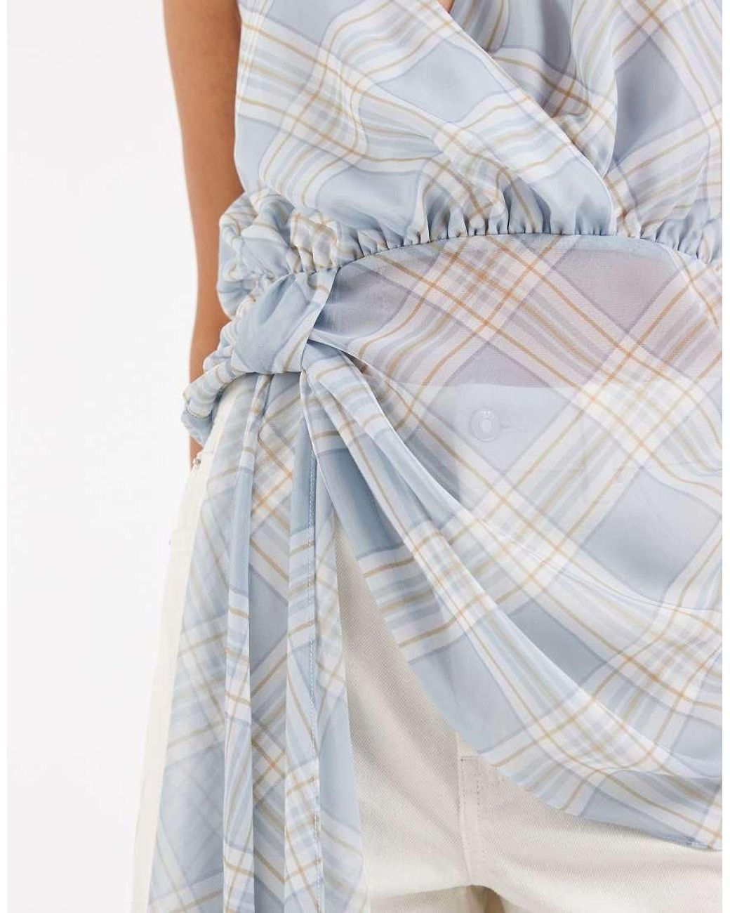 ASOS White Chiffon Wrap Tie Waist Top