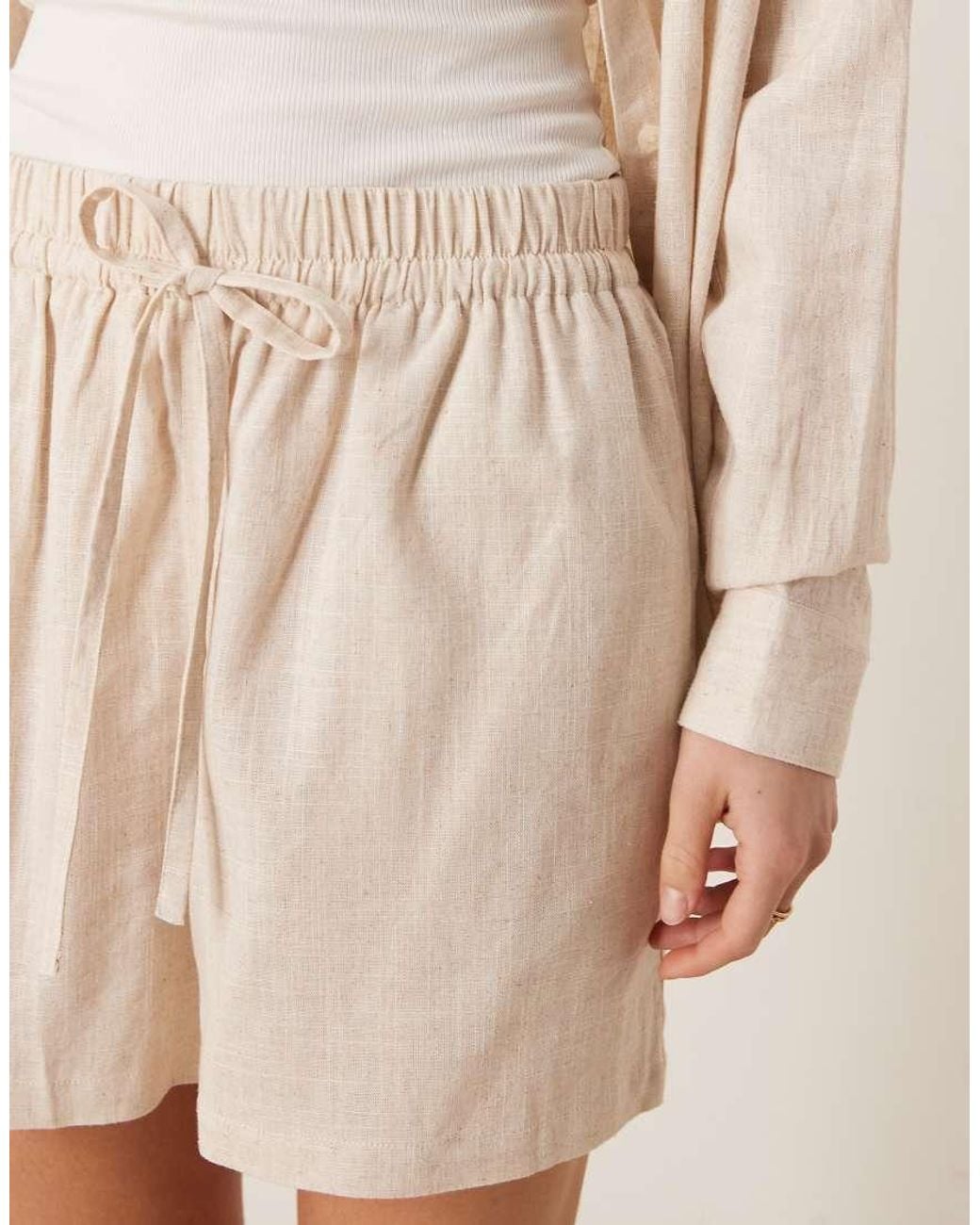 ASOS Natural Linen Look Pull On Shorts Co-ord