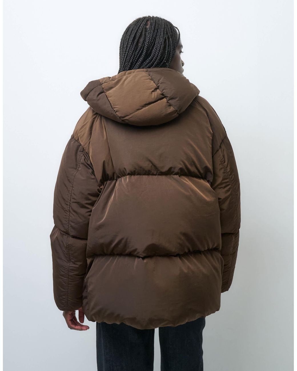 JJXX Brown Mid Length Down Puffer Jacket