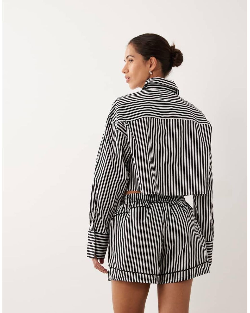 Calvin Klein Gray Poplin Stripe Track Short Co-Ord