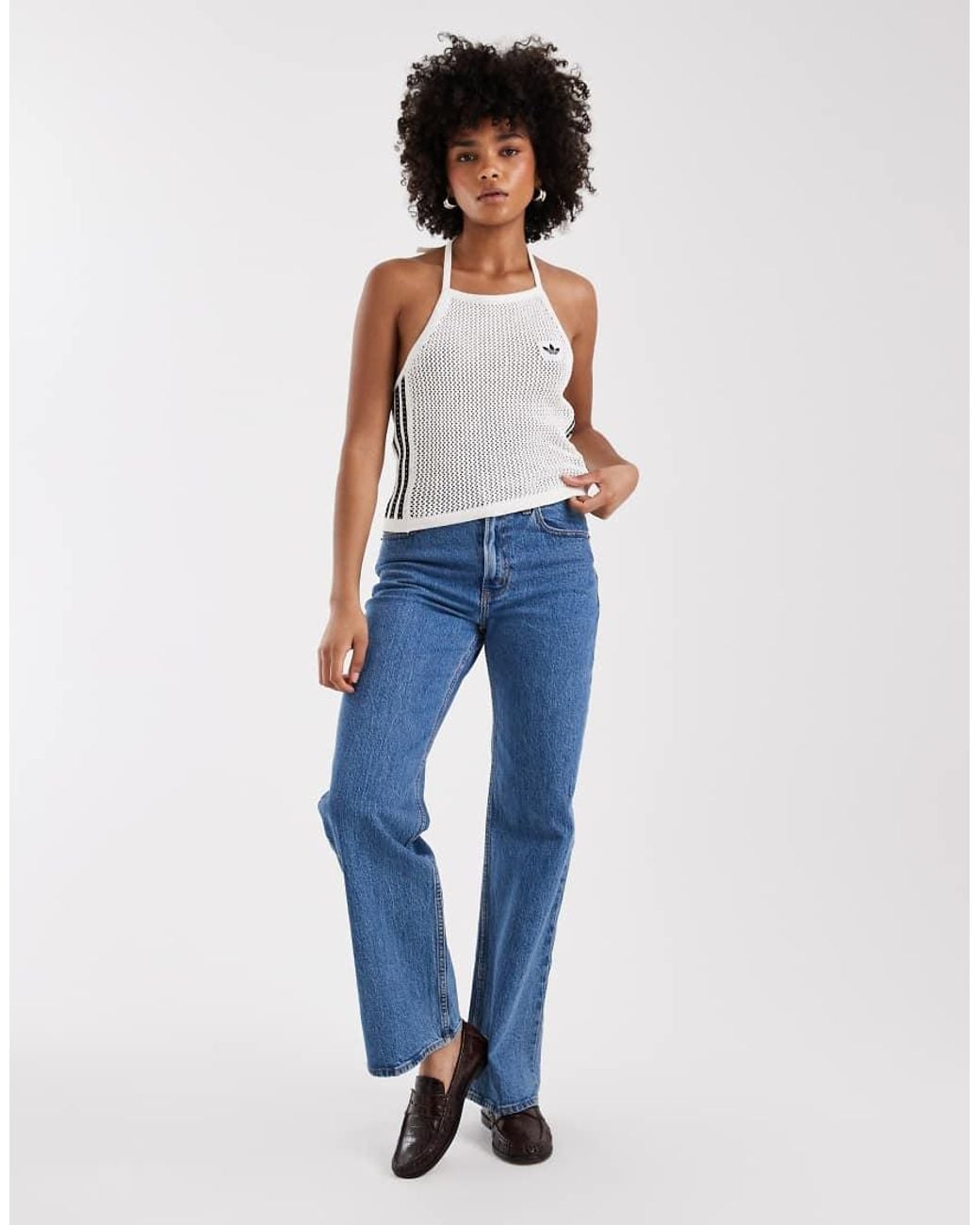 Adidas Originals White Knitted Crochet Top