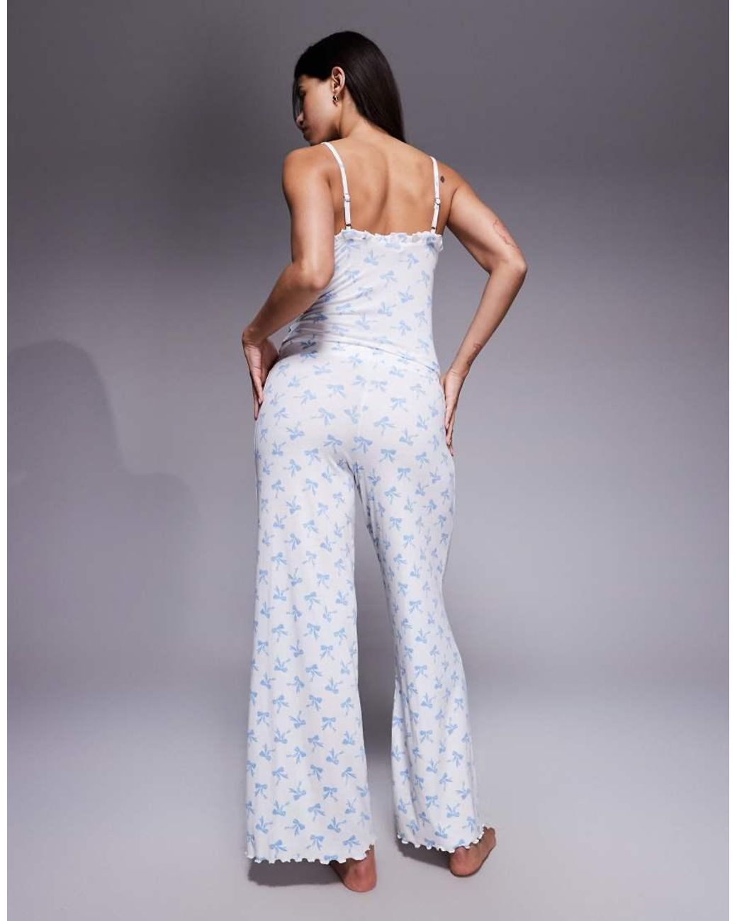 Boux Avenue Blue Bow Frill Cami And Pant Set
