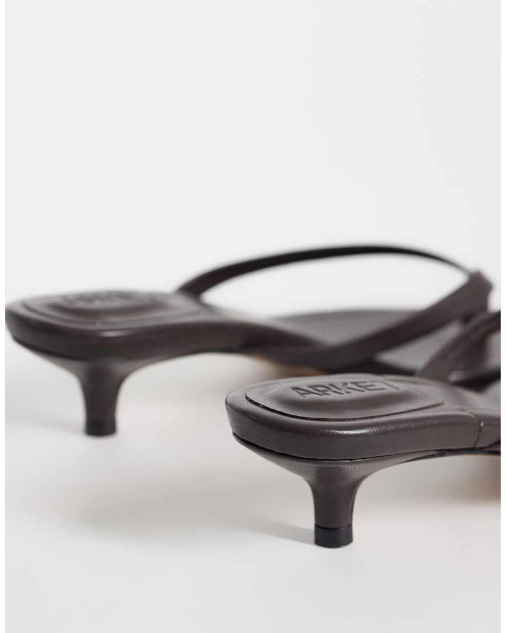 ARKET Brown Premium Leather Kitten Heel Thong