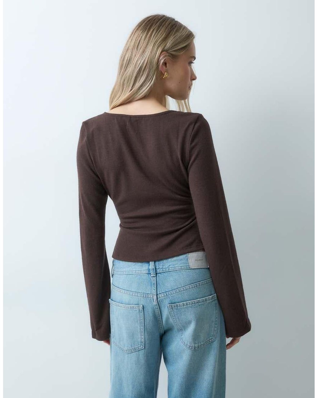 ONLY Brown Side Details Wrap Top