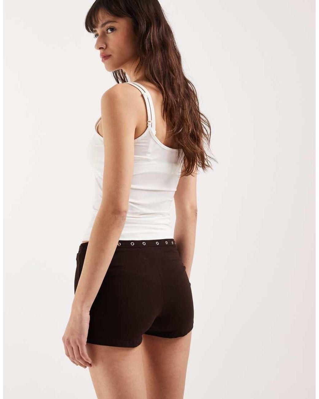 Motel White Kento Hot Pant With Eyelets