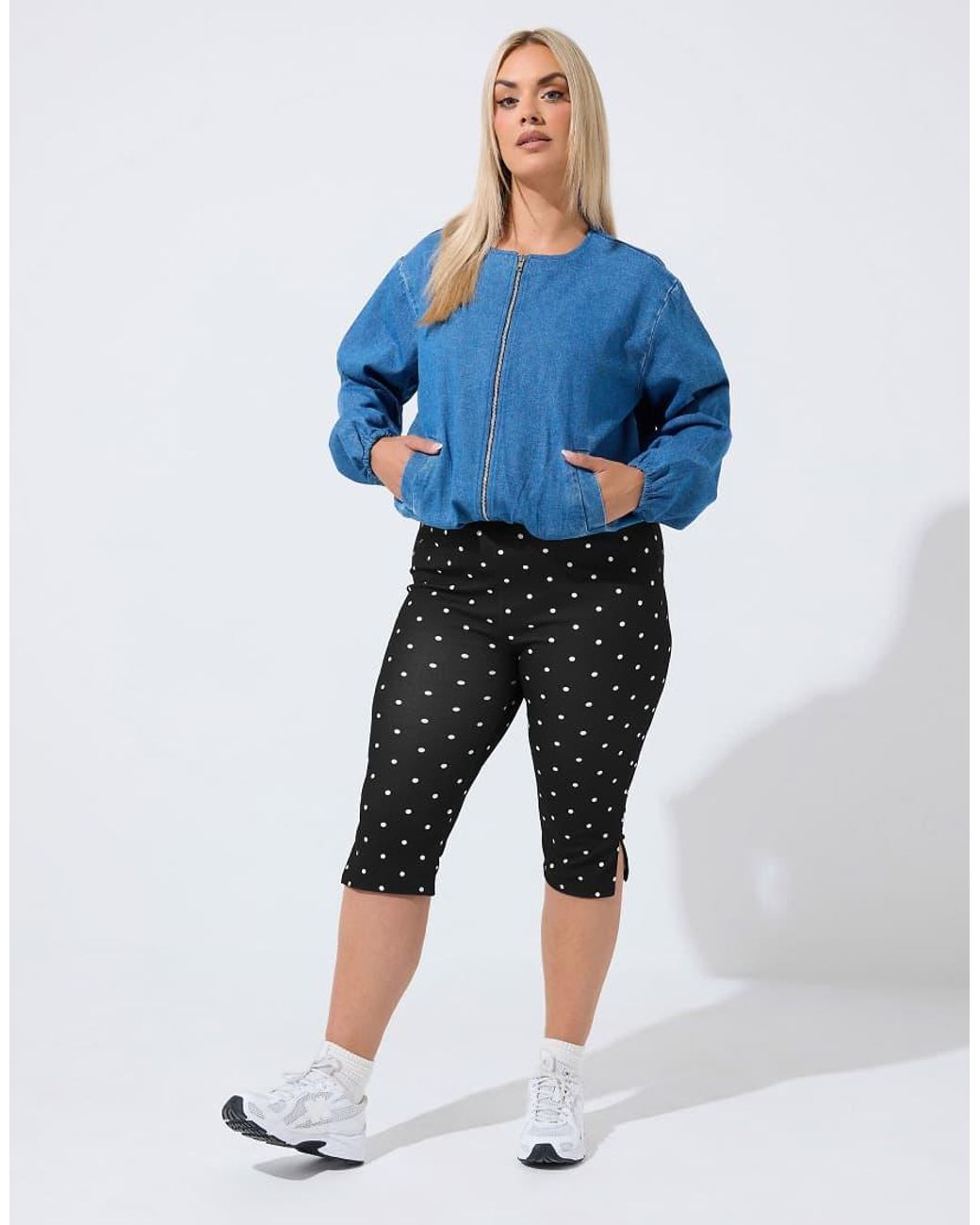 Yours Clothing Black Polka Dot Cropped Trousers