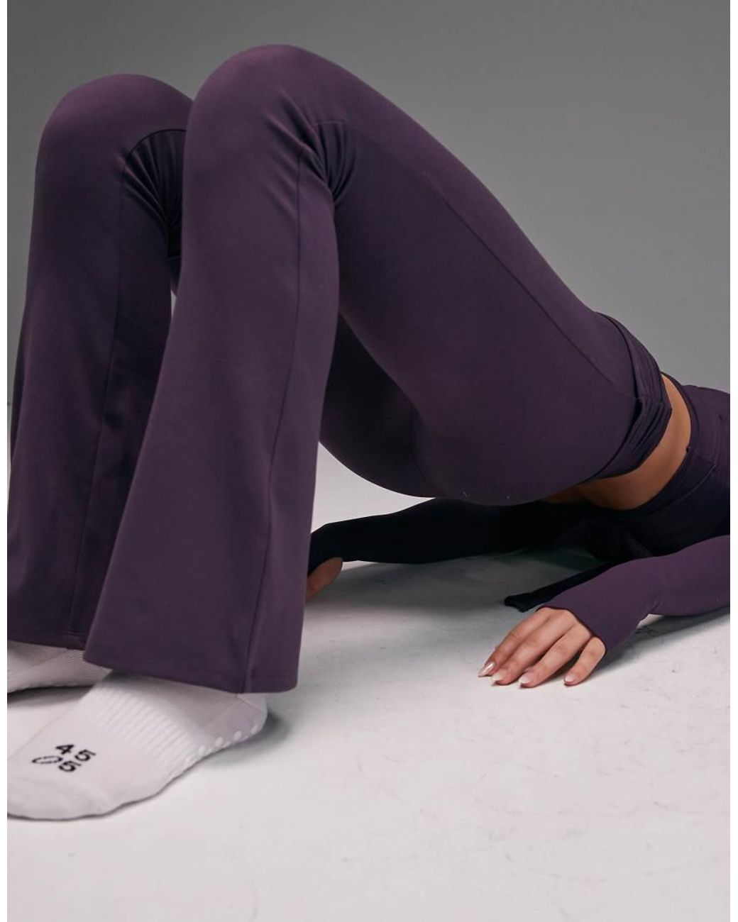 4505 Gray Ruched Foldover Waist Slim Kick Yoga legging