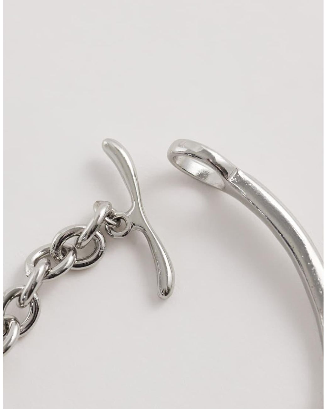 ASOS Metallic Cuff And Chain T-bar Bracelet for men