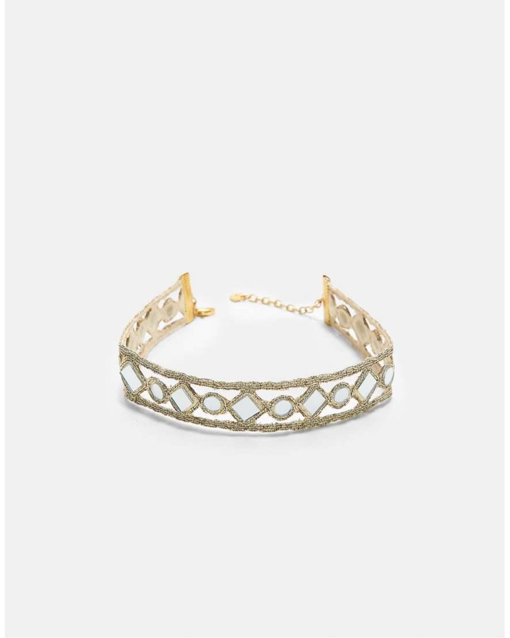 Stradivarius Black Mini Choker With Mirrors