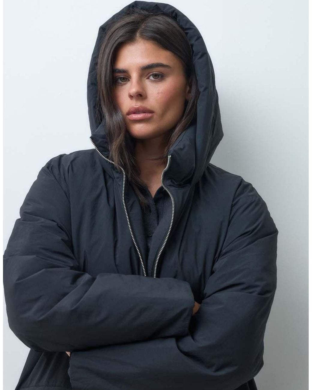 ASOS Blue Hooded Longline Puffer Jacket