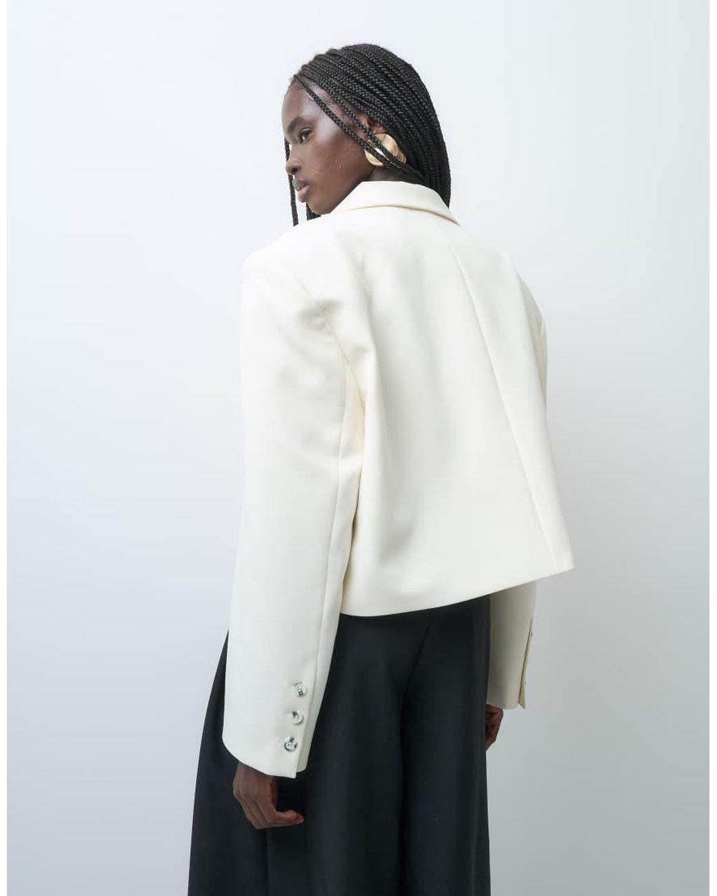 ASOS White Tailored Cropped Super Oversized Giant Double Breasted Blazer