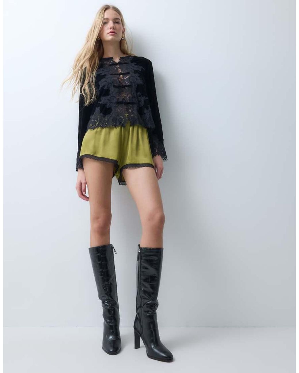 ASOS Black Claribel Heeled Pull On Knee Boots