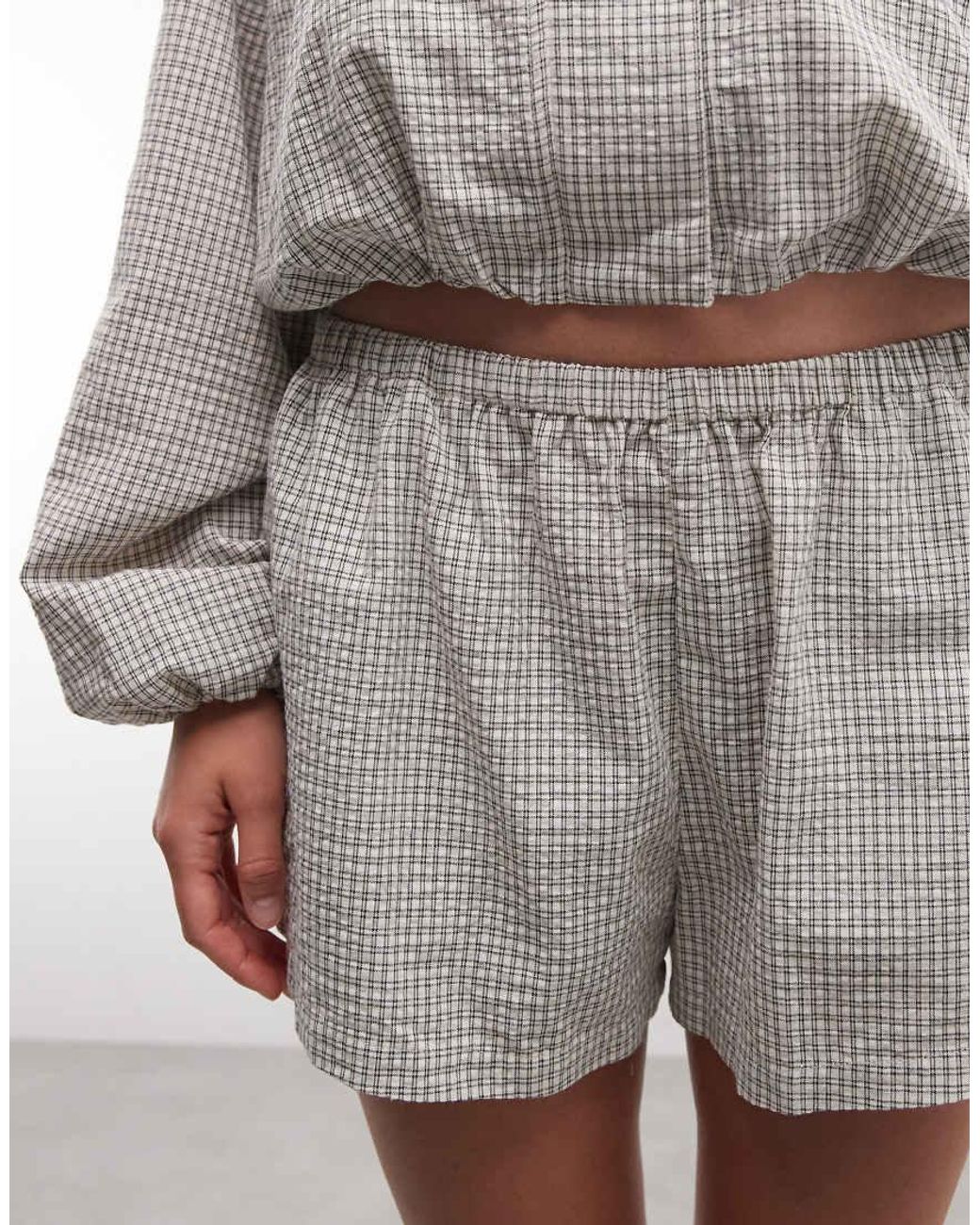 CERNUCCI Gray Check Twill Shorts Co-ord