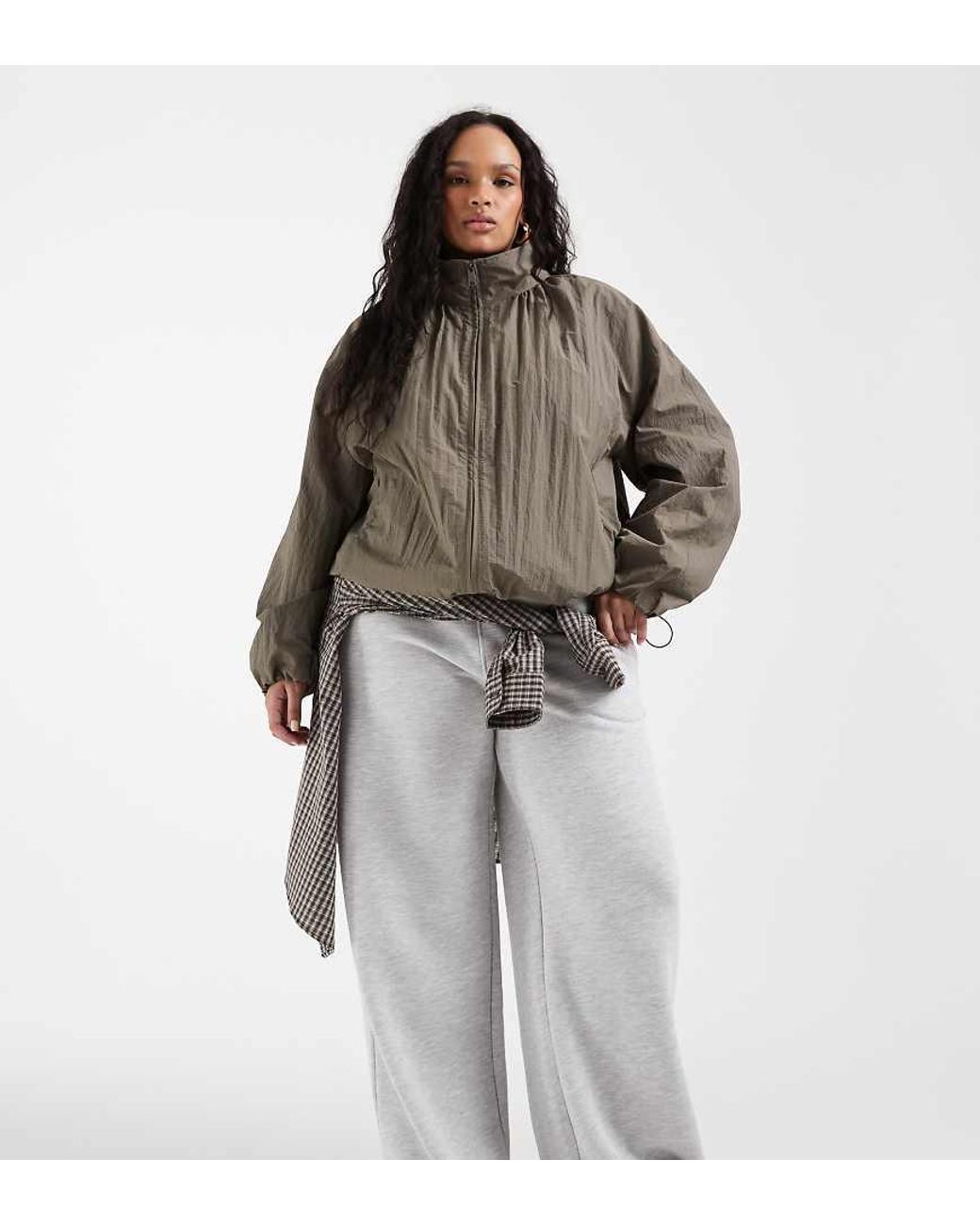 ASOS Brown Asos Design Curve Oversized Bubble Hem Track Jacket