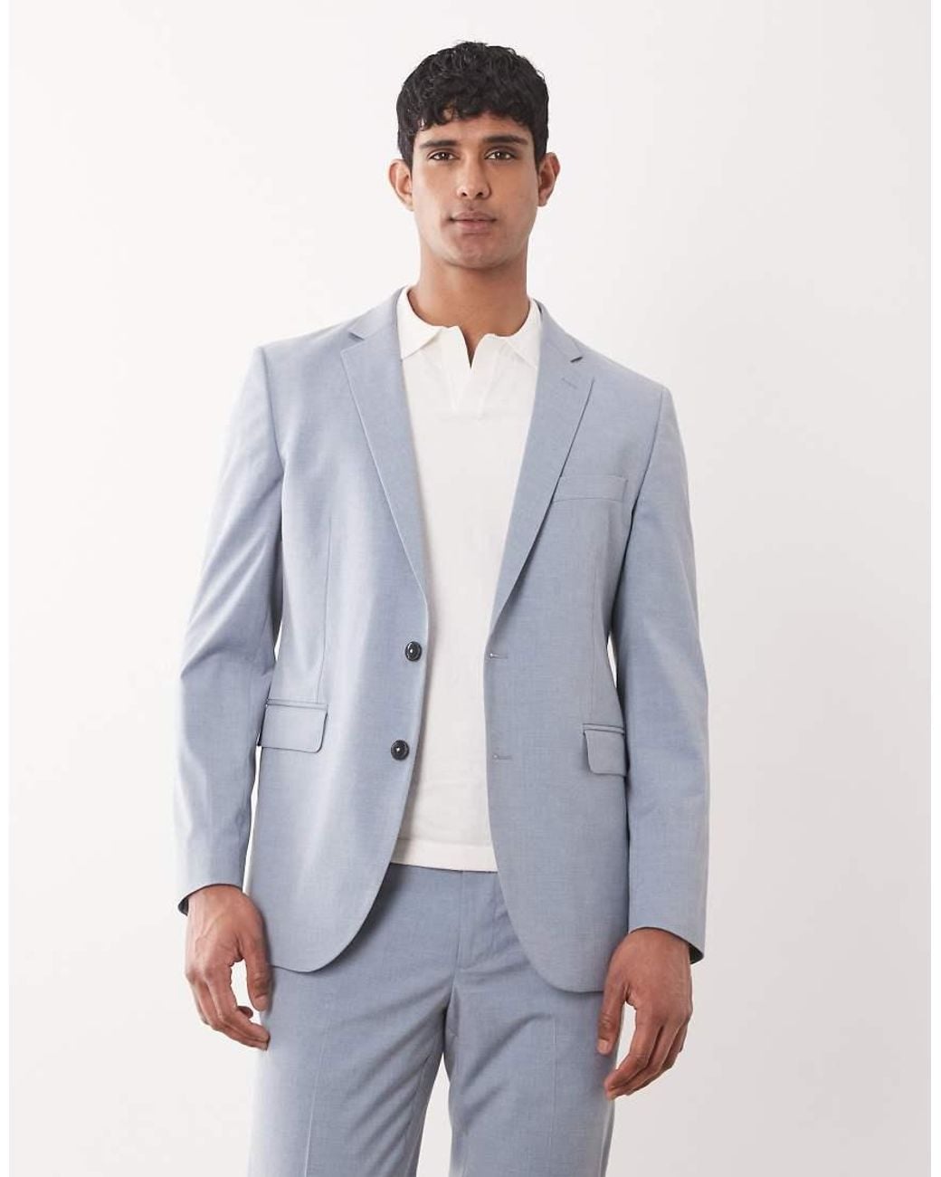 Mango Blue Paris Super Slim Fit Suit Blazer for men