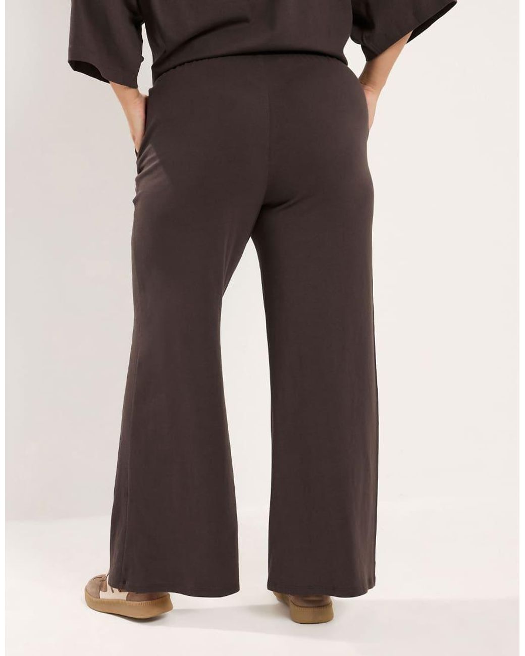 Yours Clothing Black Jersey Wide Leg Trousers
