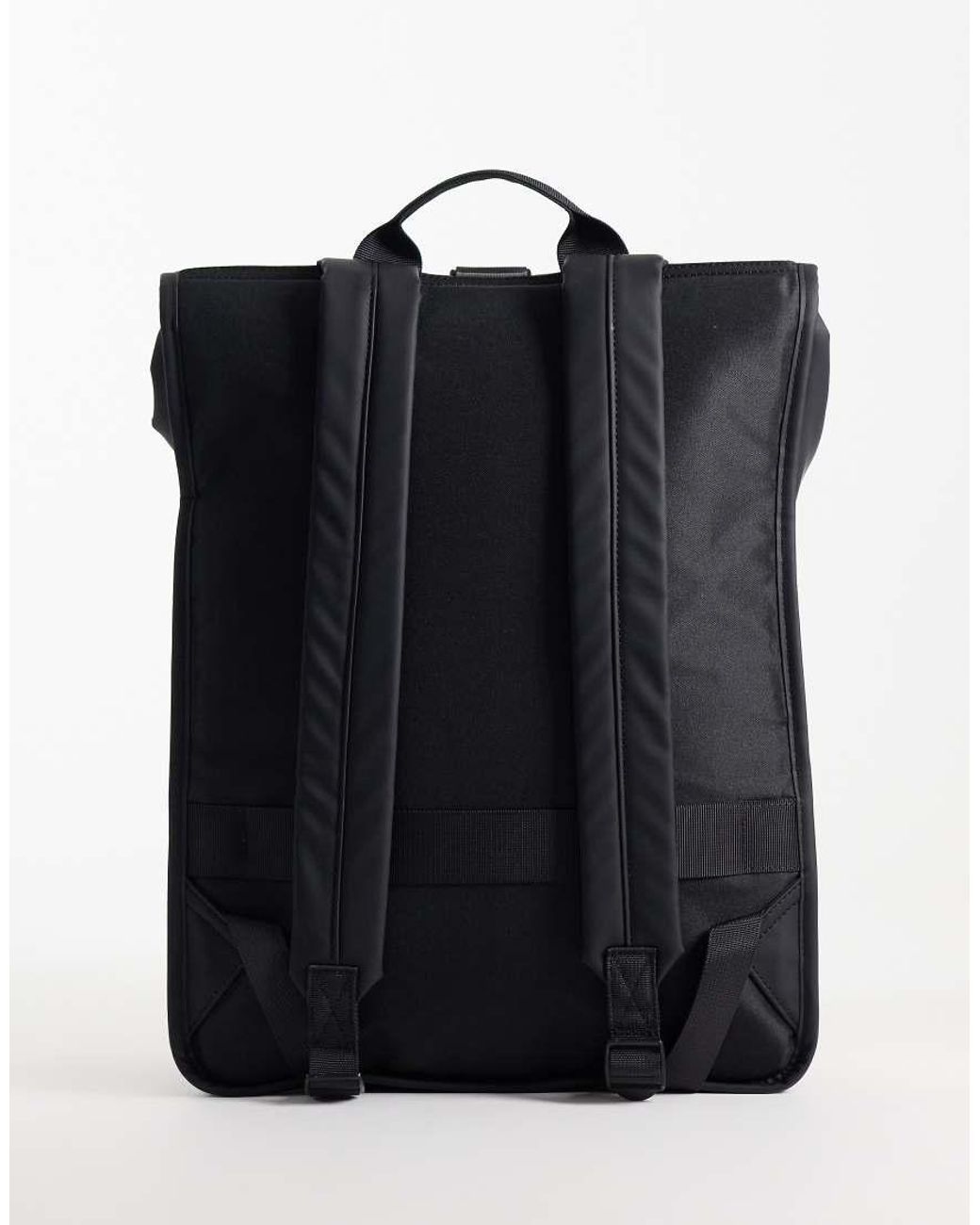 ASOS Black Rolltop Clip Rubberised Backpack for men