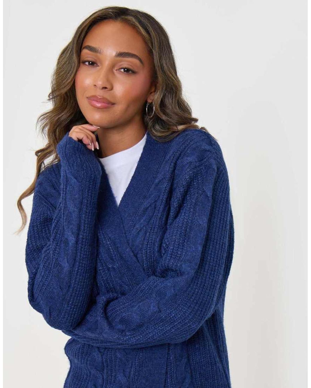 Threadbare Blue 'Rozanna' Cable Knit Cardigan