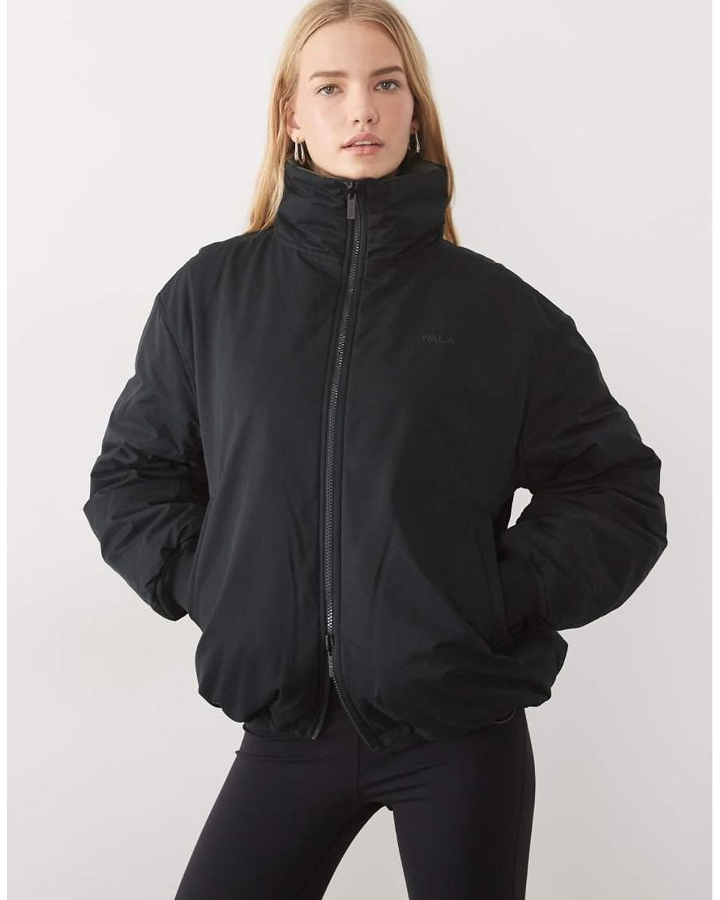 Tala Gray High Neck Reversible Bomber Jacket