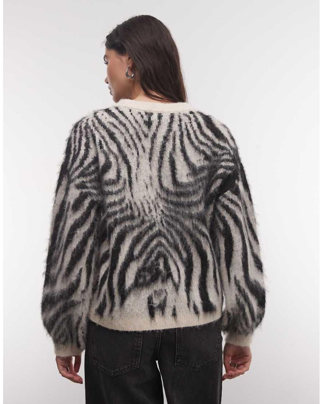 Reclaimed Vintage Gray Knitted Balloon Sleeve Brushed Sweater