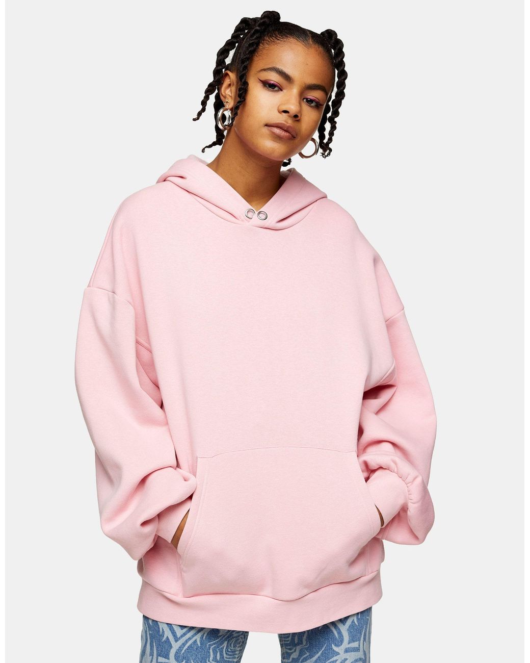 TOPSHOP Considered Eyelet Hoodie in Pink | Lyst Australia