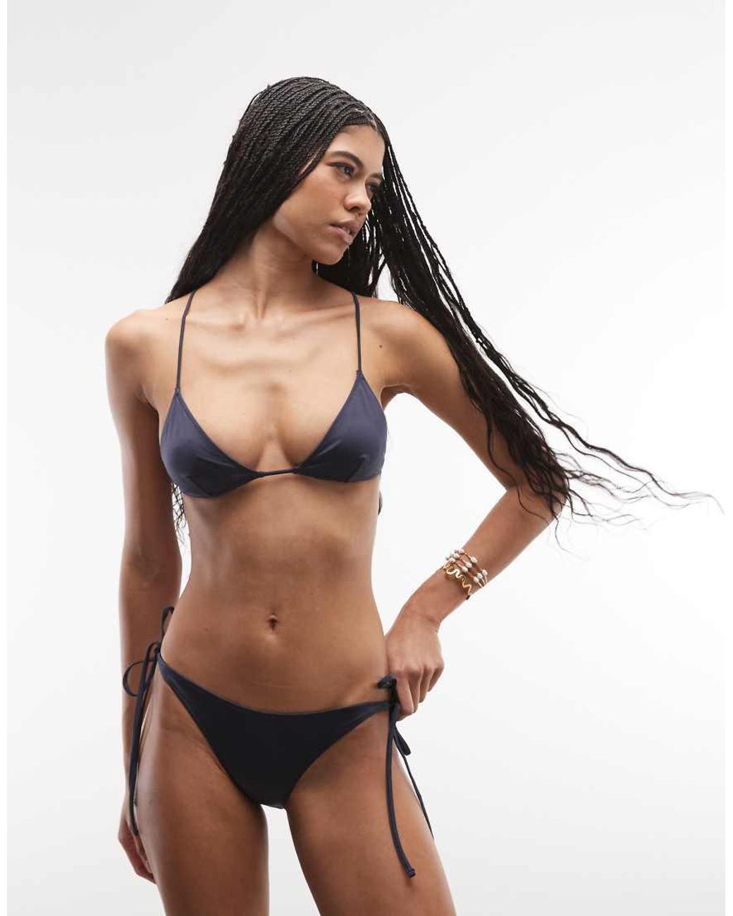 Weekday Blue Racerback Metallic Bikini Top Co-Ord
