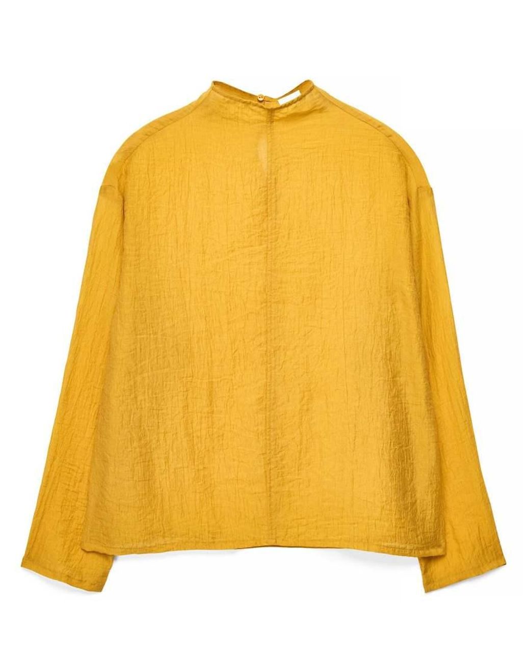 NA-KD Yellow Funnel Neck Seam Detail Crinkle Top