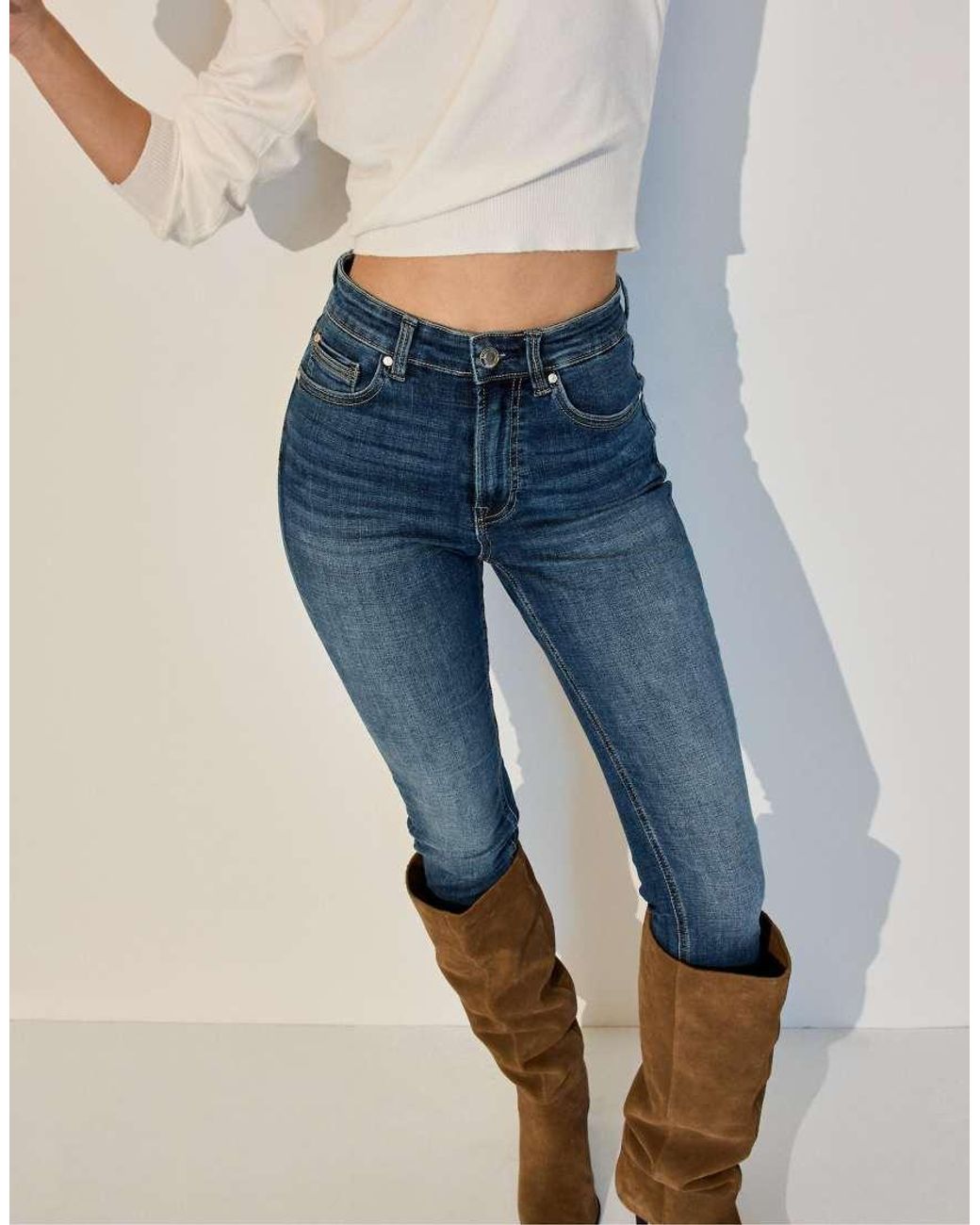 Stradivarius Blue D09 Skinny Super High-Waist Jeans