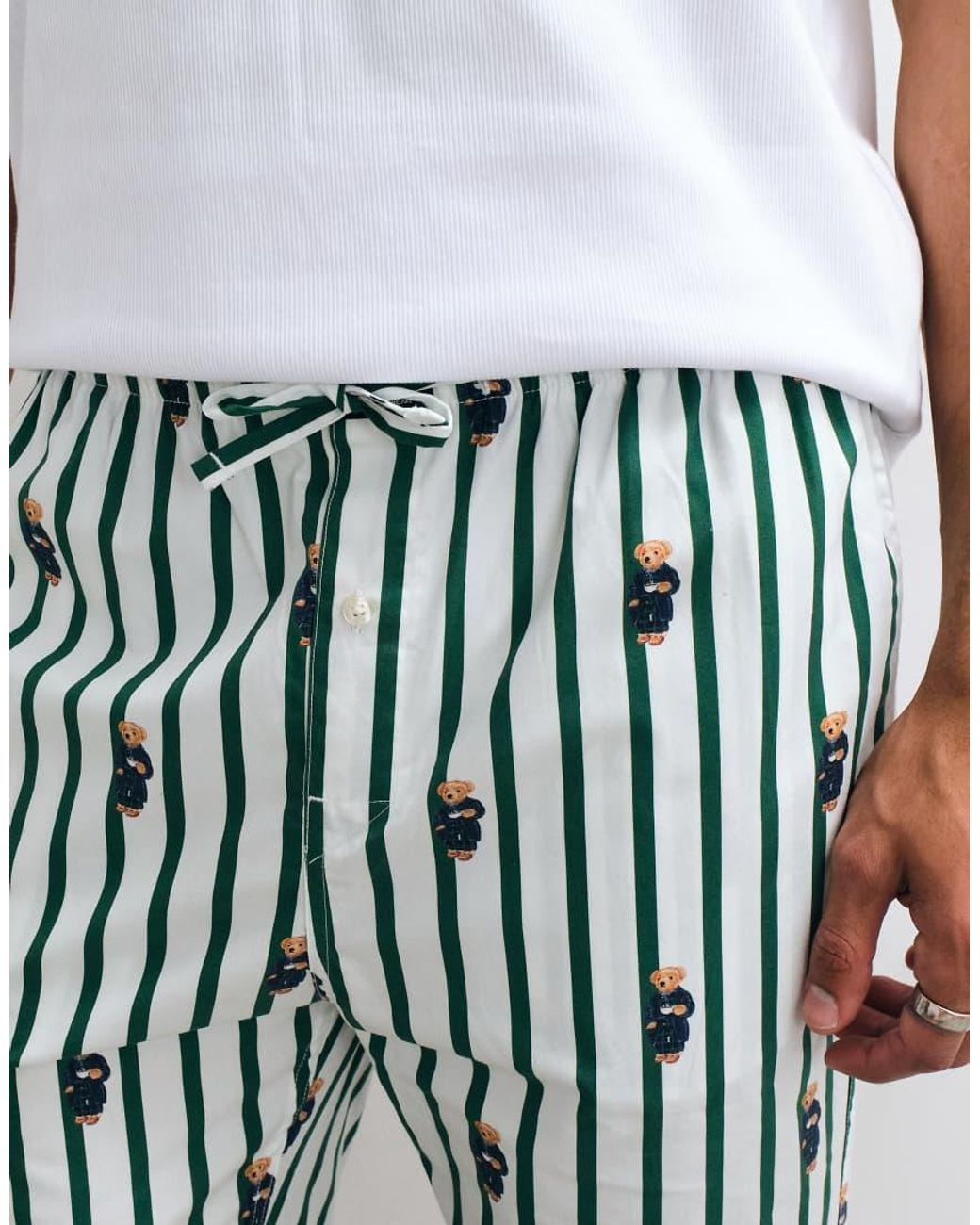 Polo Ralph Lauren White Sleep Shorts With All Over Logo for men