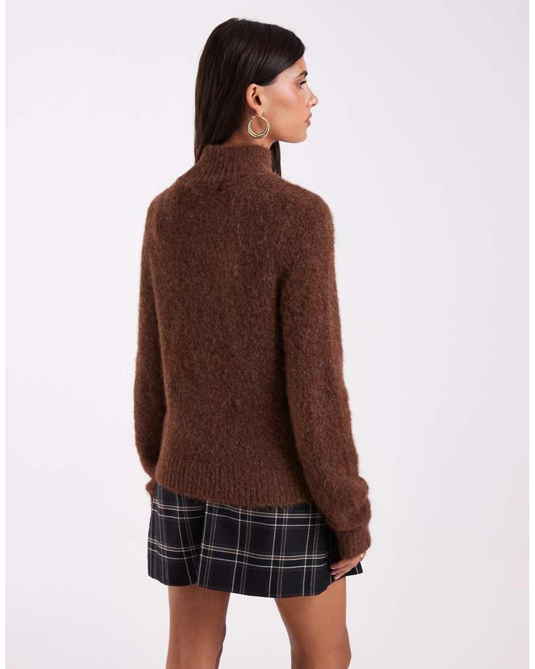Vero Moda Brown Oversized High Neck Soft Knit Jumper