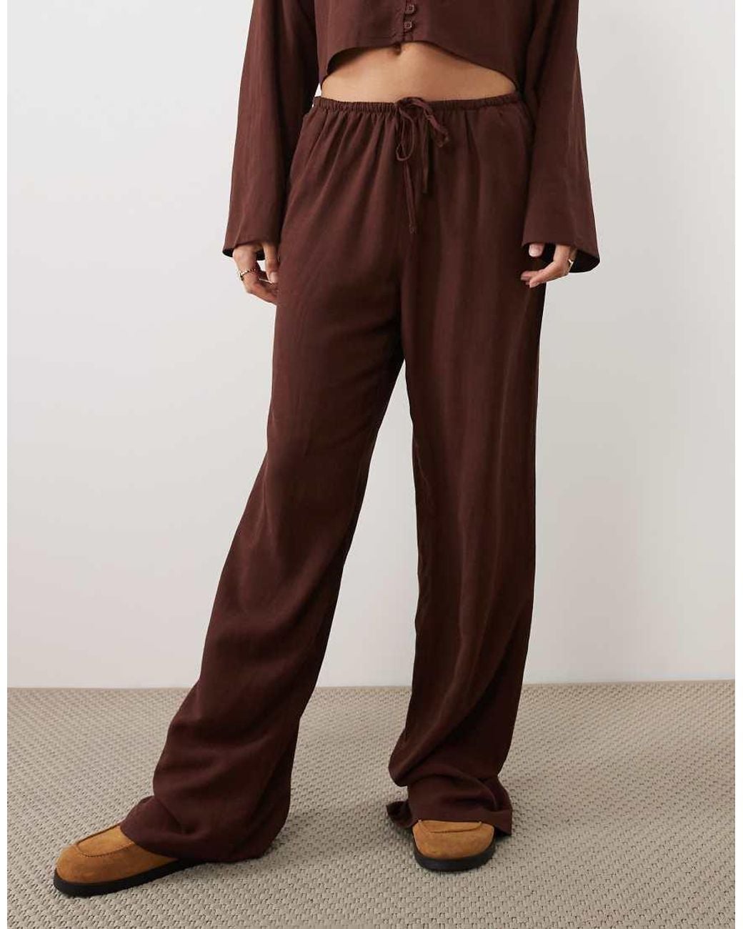 ASOS Brown Linen Pull On Pants