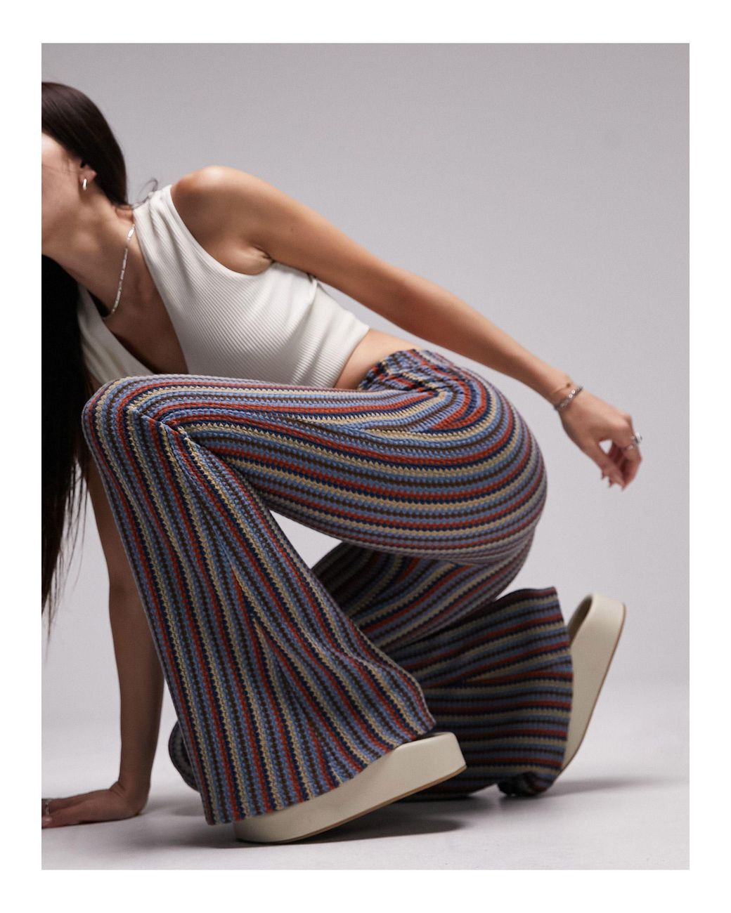 Topshop hotsell striped flares