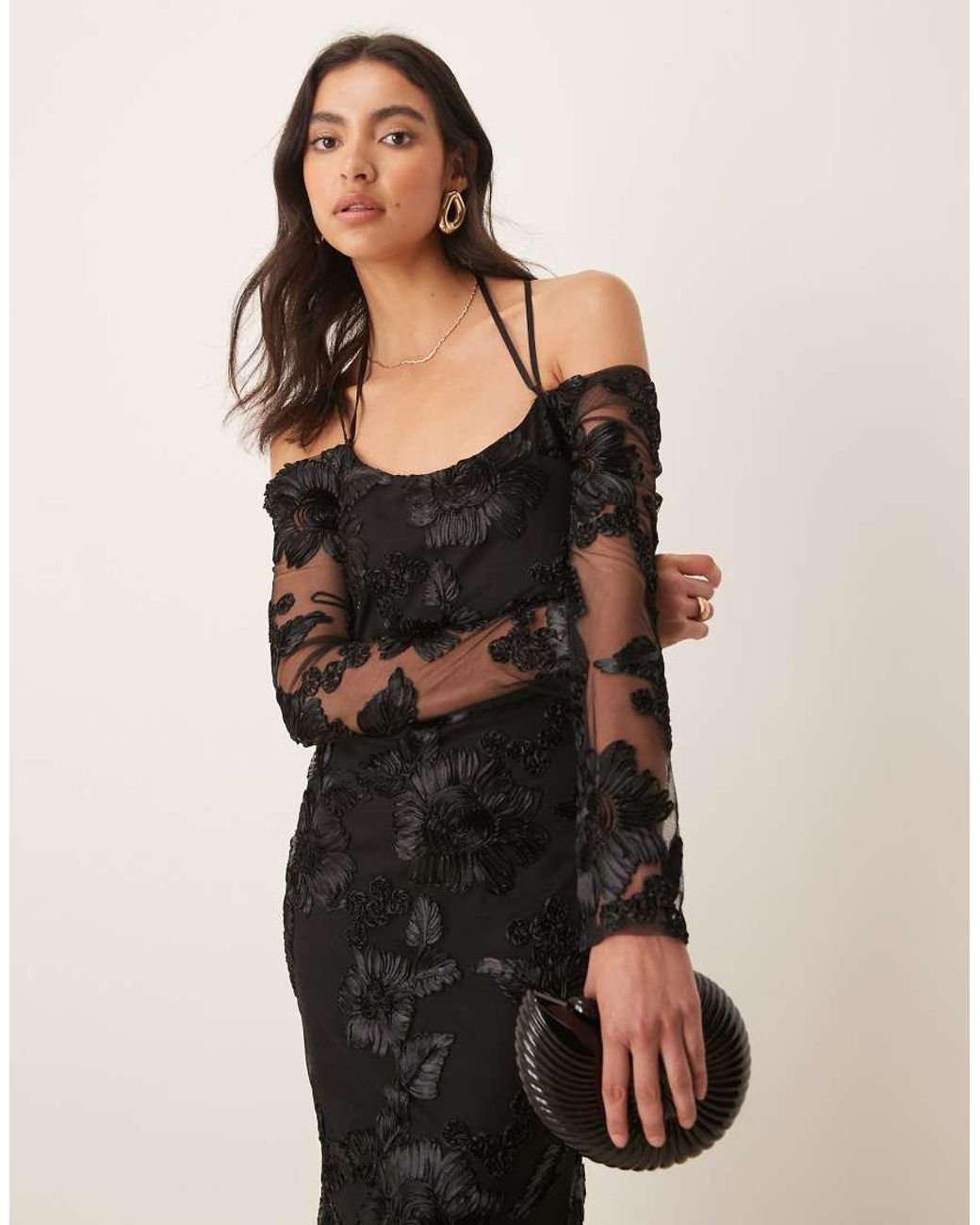 Pretty Lavish Black Jamila Long Sleeve Maxi Dress
