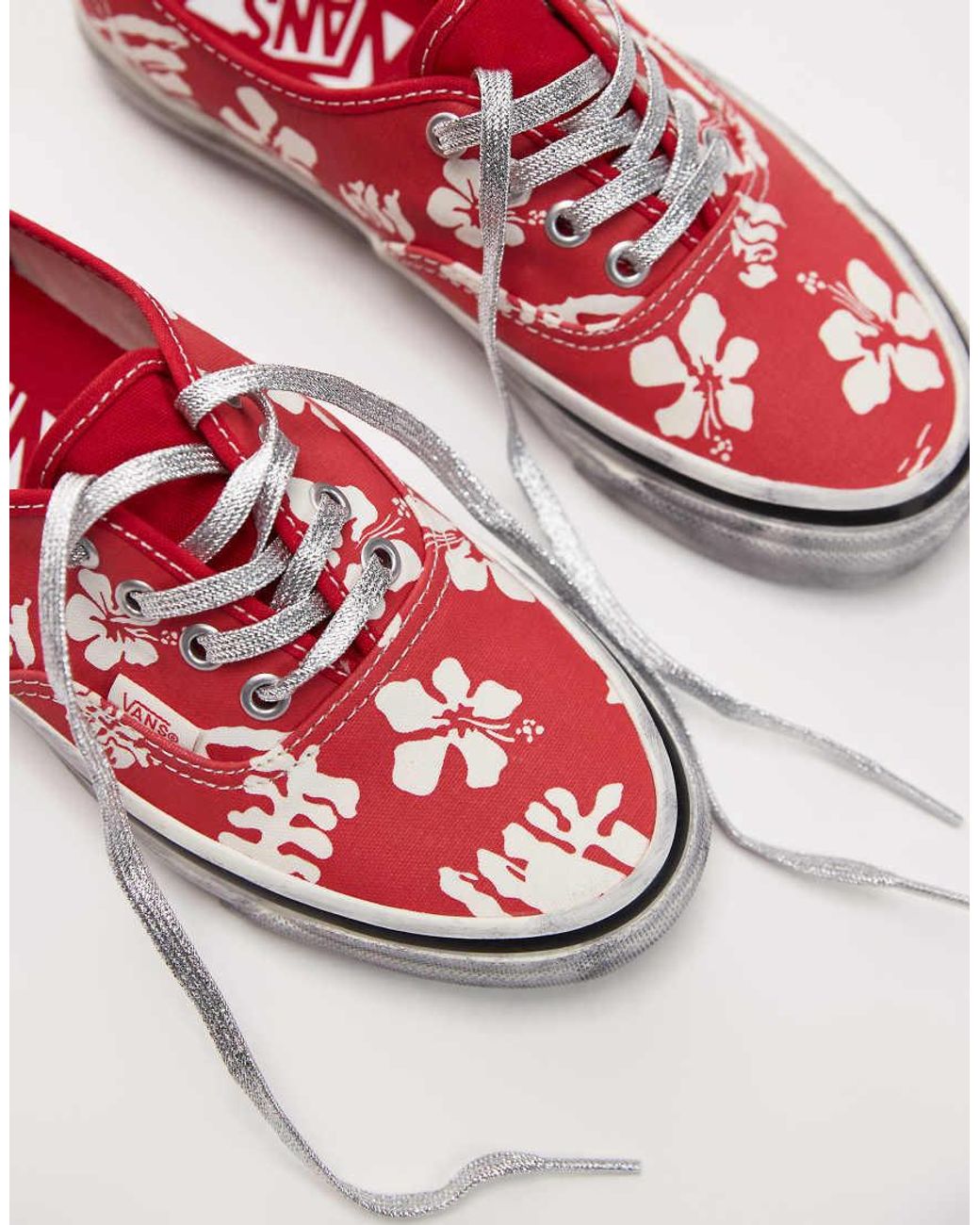 Vans Pink Authentic Leaf Print Trainers