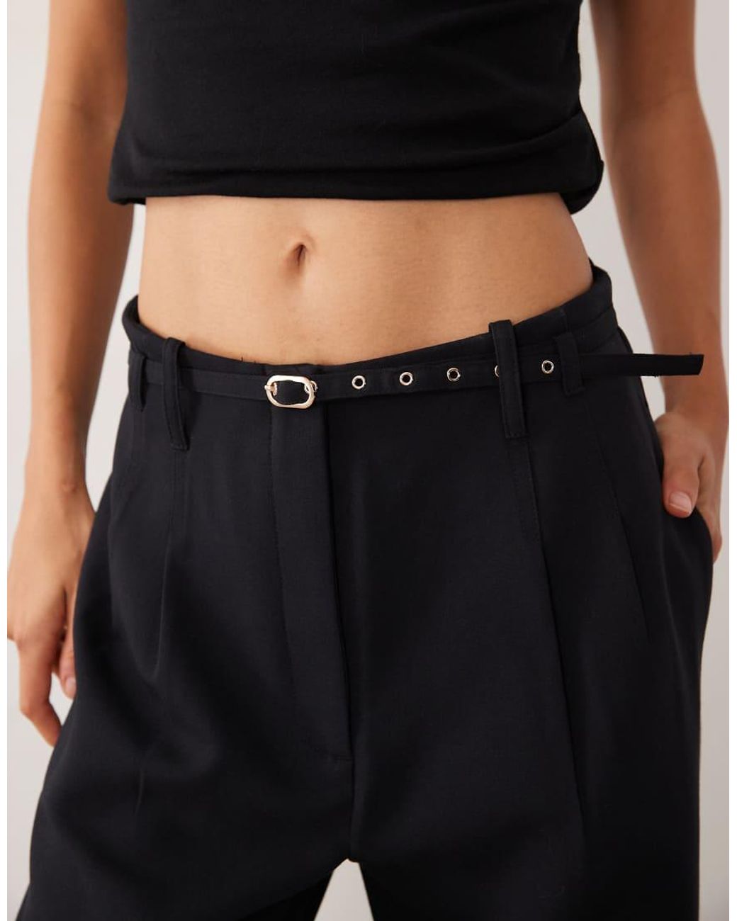 Abercrombie & Fitch Black Sloane High Rise Wide Leg Trouser With Belt