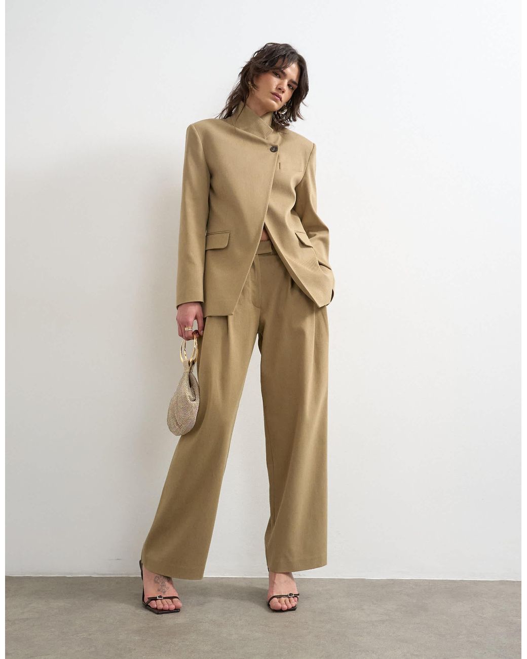 TOPSHOP Natural Funnel Neck Blazer