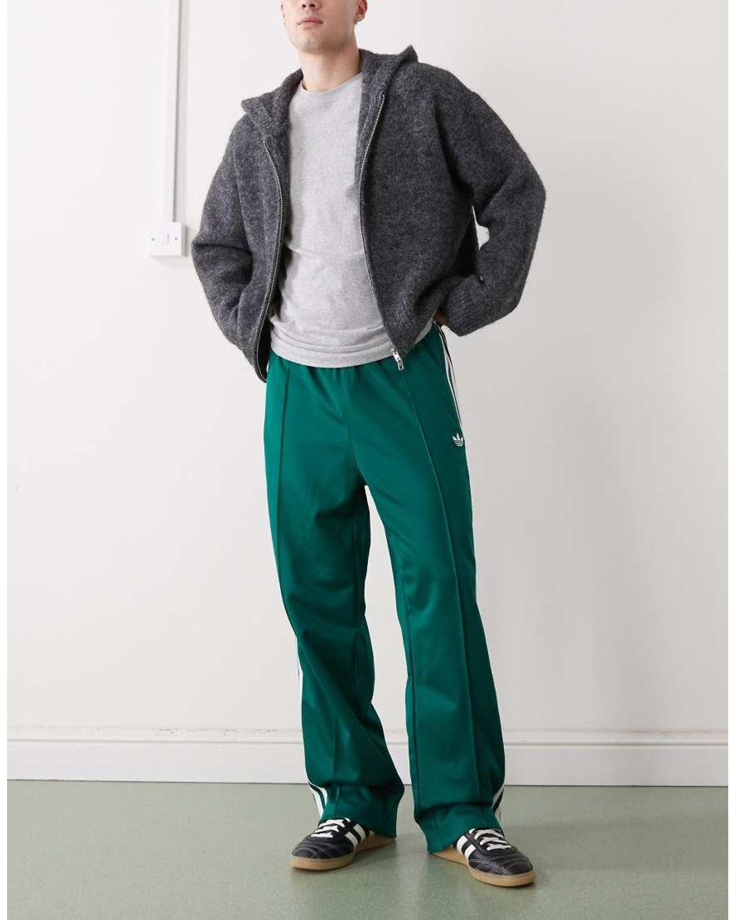 Adidas Originals Green Baggy Track Pants for men