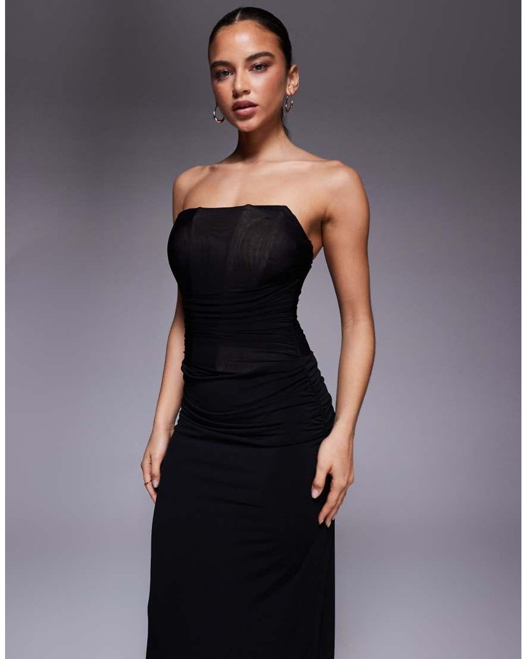 Forever New Blue Corset Mesh Overlay Maxi Dress