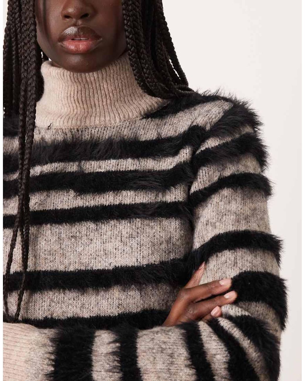 Vila Natural Zebra Textured Knitted Mini Dress