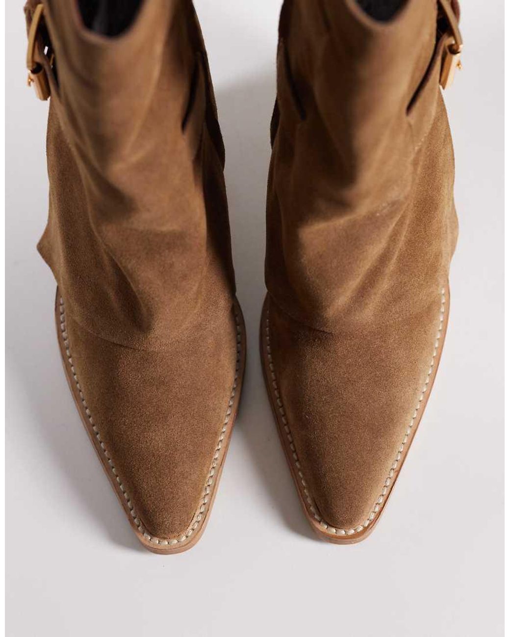 Bronx Brown New-Kole Western Ankle Boots With Buckles