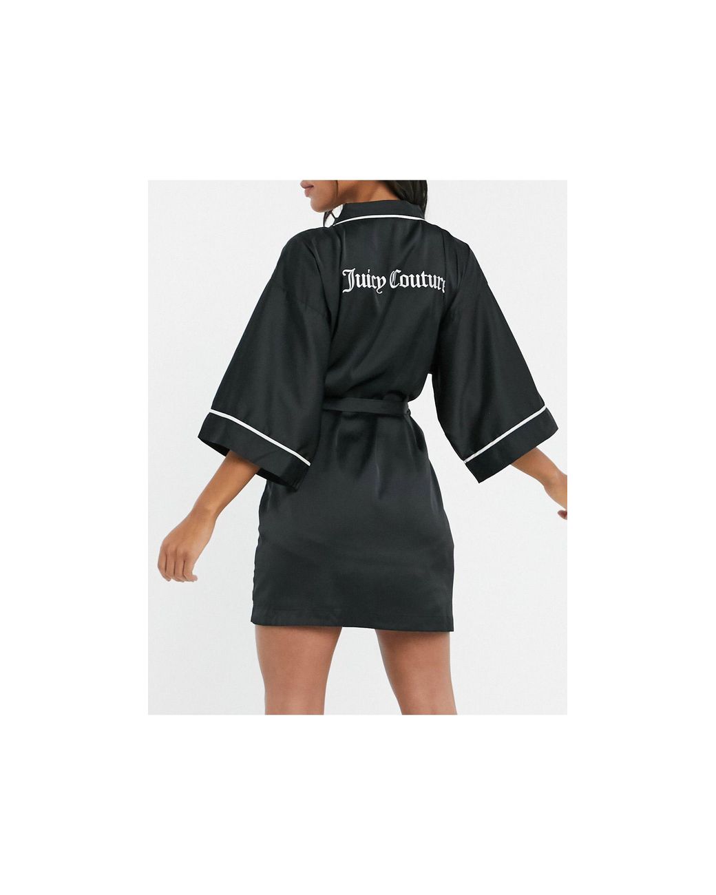 Juicy Couture Satin Robe in Black | Lyst