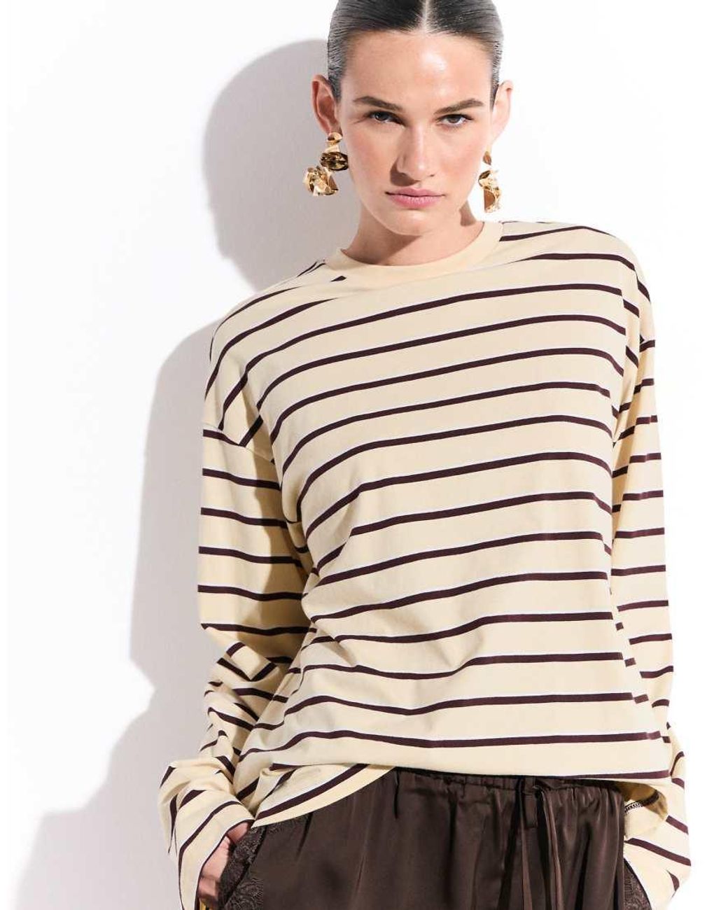 Monki White Boxy Long Sleeve Top