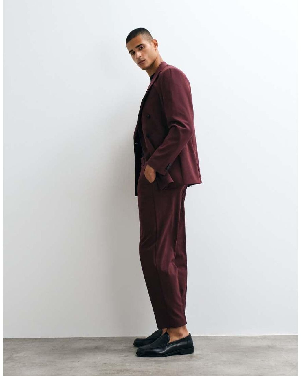 ASOS Red Relaxed Tape Fit Suit Trousers for men