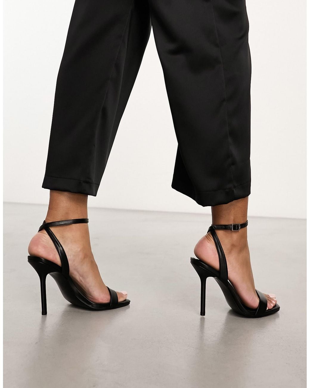 ASOS Wide Fit Nali Barely There Heeled Sandals in Black | Lyst